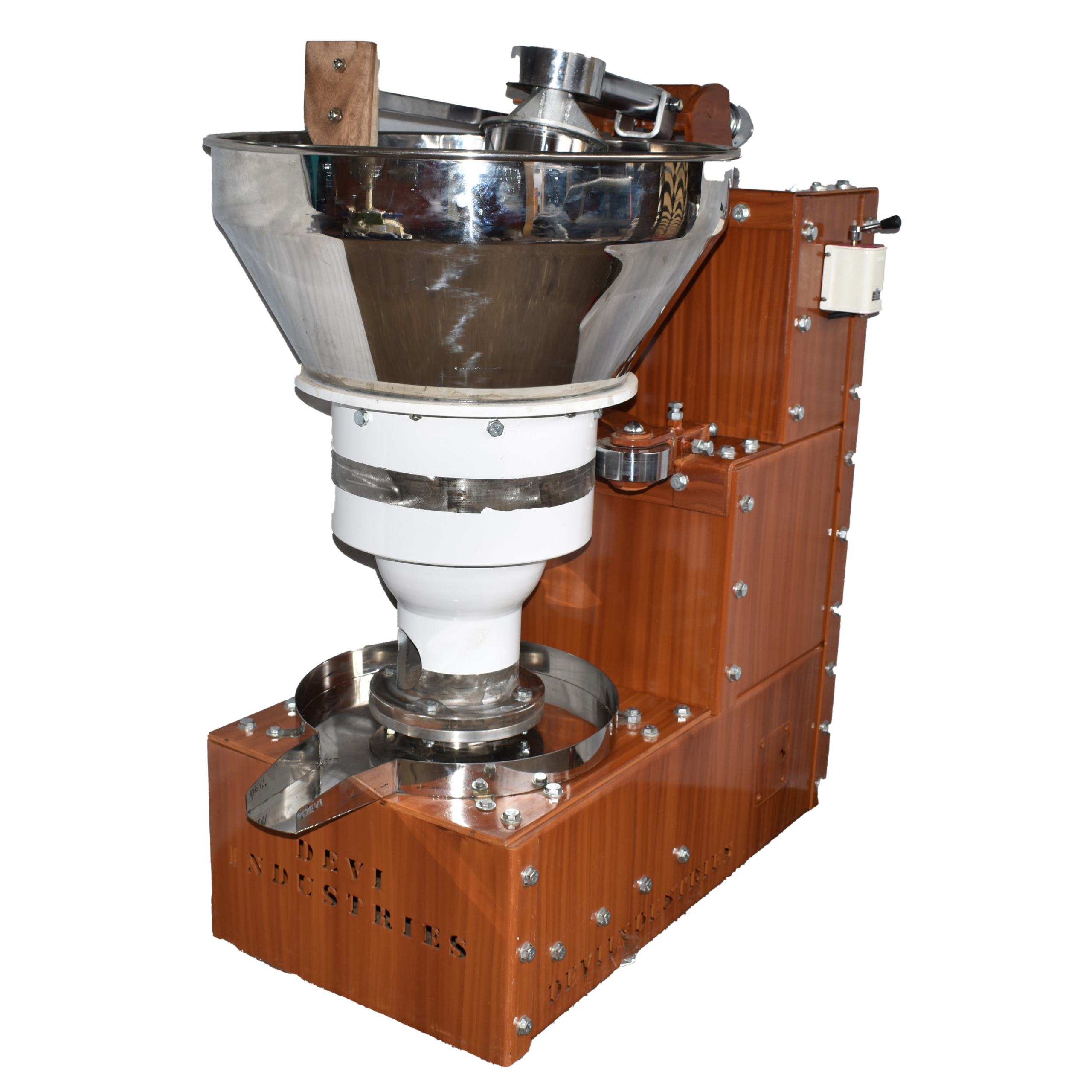 30 kg half stainless steel Marachekku oil machine, Vaagai wood, mild steel Ural, 5 HP, Devi Industries