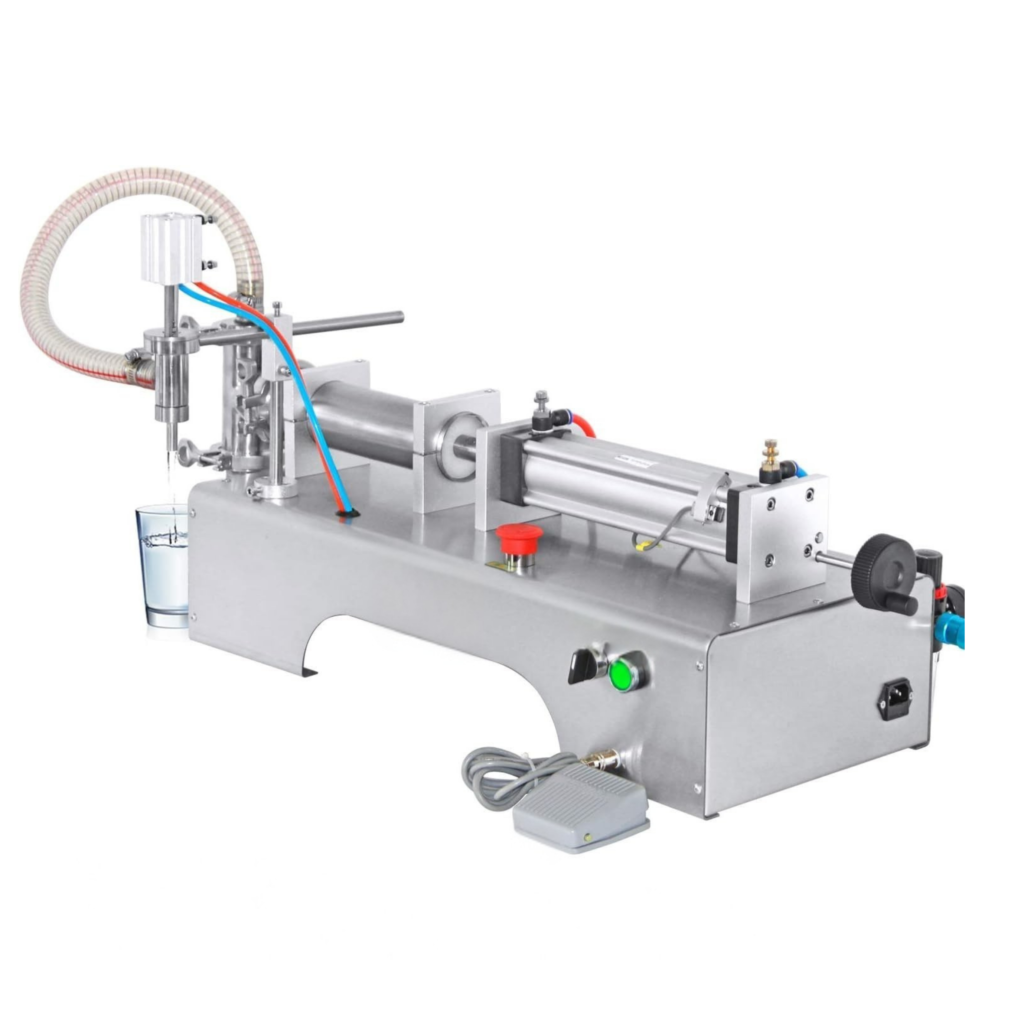 Pneumatic liquid filling machine for edible oil, up to 5 bottles per minute, Devi Industries